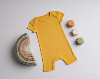 Organic Gender Neutral Modal Baby Romper, Unisex Toddler Cotton Jumpsuit, Short Sleeve Kid Outfit, Baby Shower Gift, Summer Newborn Clothing