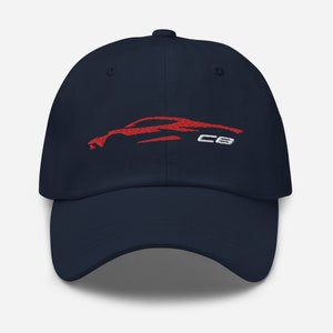 2023 Red Corvette C8 Outline Silhouette 8th Gen Mid Engine Vette Gift Dad Hat
