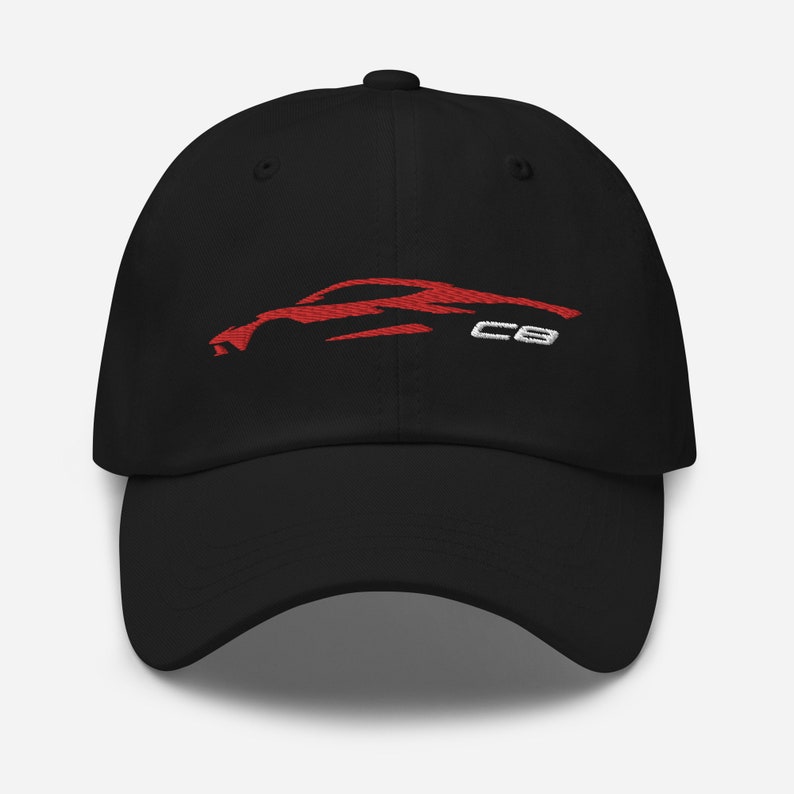 2023 Red Corvette C8 Outline Silhouette 8th Gen Mid Engine Vette Gift Dad Hat
