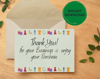 Resellers Thank You Card Template, Mercari Thank You Note, Poshmark Thank You Note Printable,  Mercari, Poshmark, Ebay, Curtsy, Tradesy Card