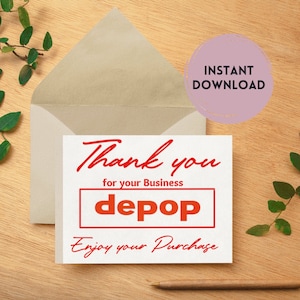 Depop Thank You Card Template, Resellers Thank You Note, Depop Thank You Note Printable, Depop Card, Thank Card, Depop packages, Streetwear