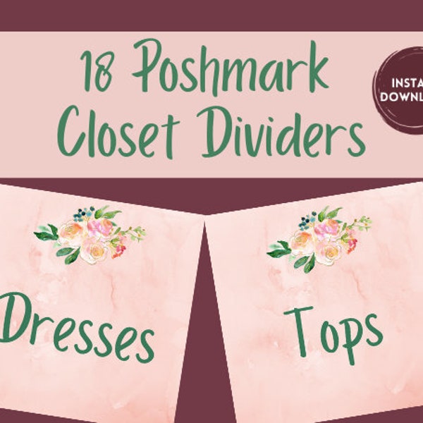 Poshmark Closet Signs, Poshmark Sign, Category Listing, Organizational, Poshmark Seller Groupings, Categories, Digital Download, Dividers