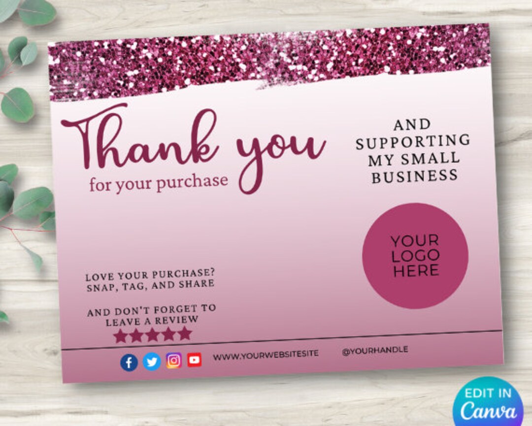 Printable Thank You Card, Thank You Business Template Note Card ...