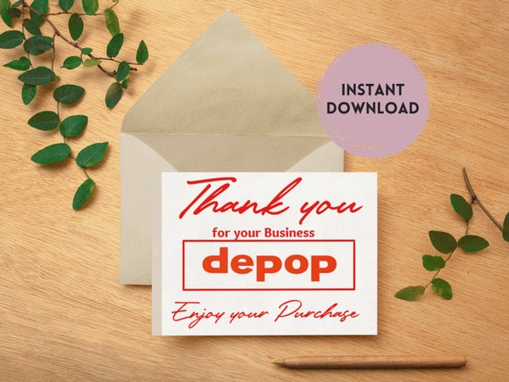 Depop Thank You Card Template, Resellers Thank You Note