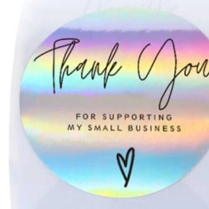 Rainbow Holographic Thank You Stickers, thank you for supporting my small business sticker, Boutiques, Packaging Stickers, 1&quot; Round Stickers