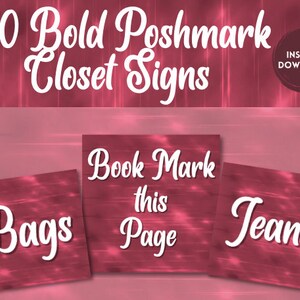 40 Poshmark Closet Signs, Poshmark Dividers, Organizational, Poshmark Seller, Digital Download, Get Noticed Bold Signs, Boost your sales,