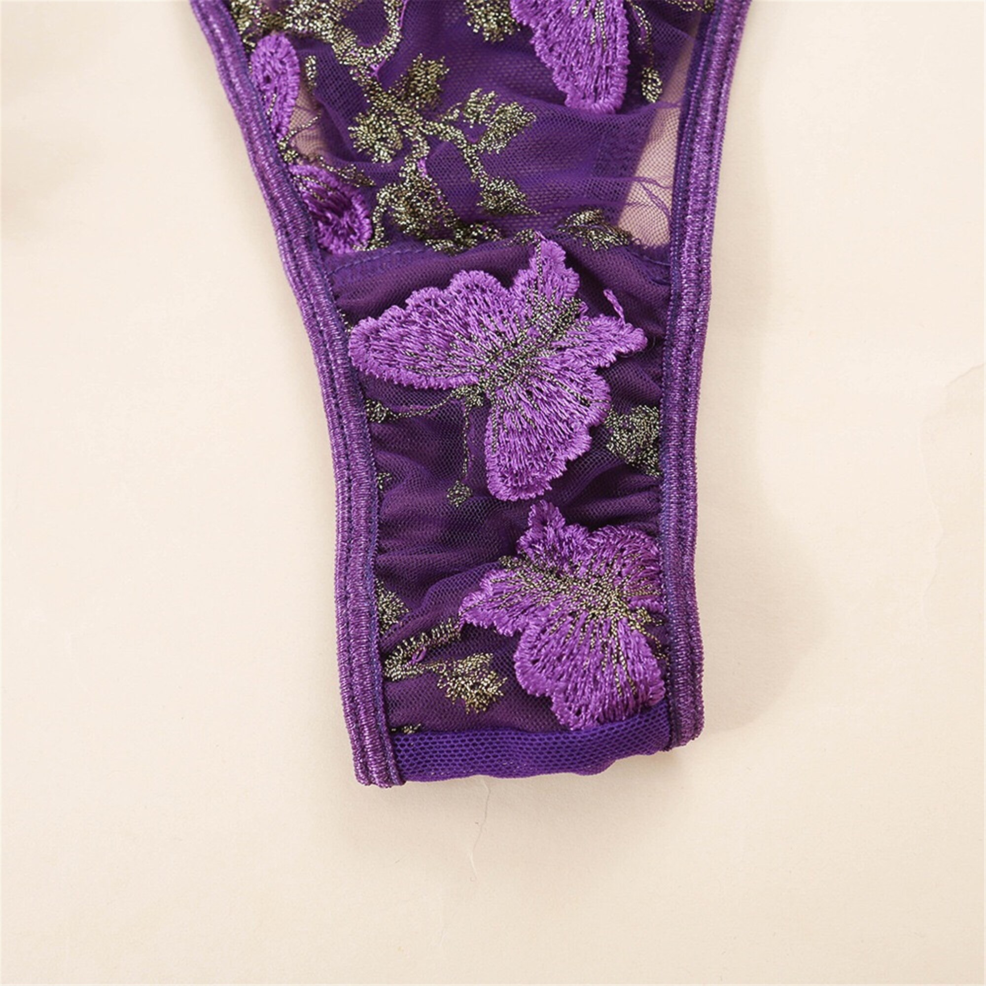 Butterfly Embroidery Lingerie Set Purple Sexy Sheer Lace Etsy