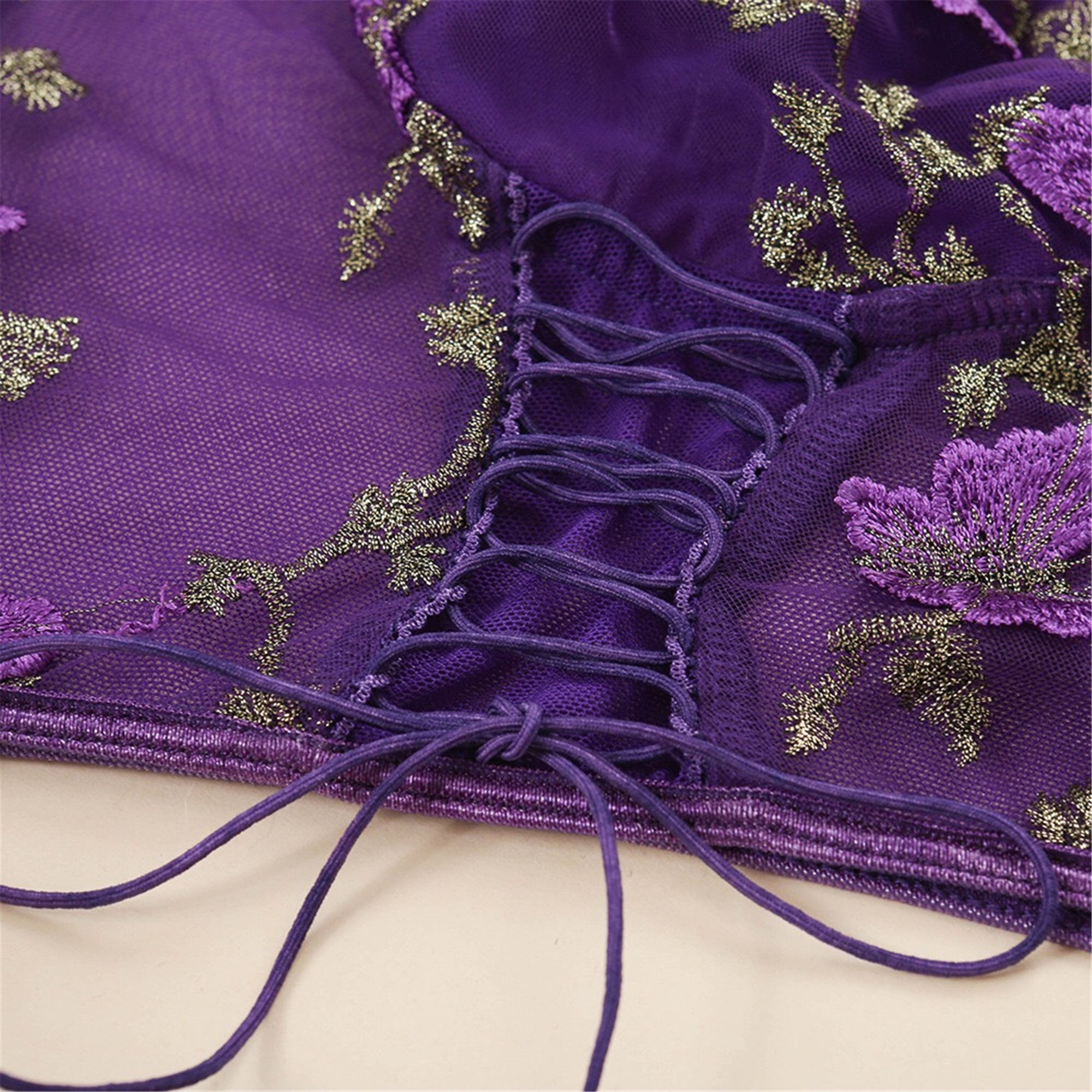 Butterfly Embroidery Lingerie Set Purple Sexy Sheer Lace Etsy