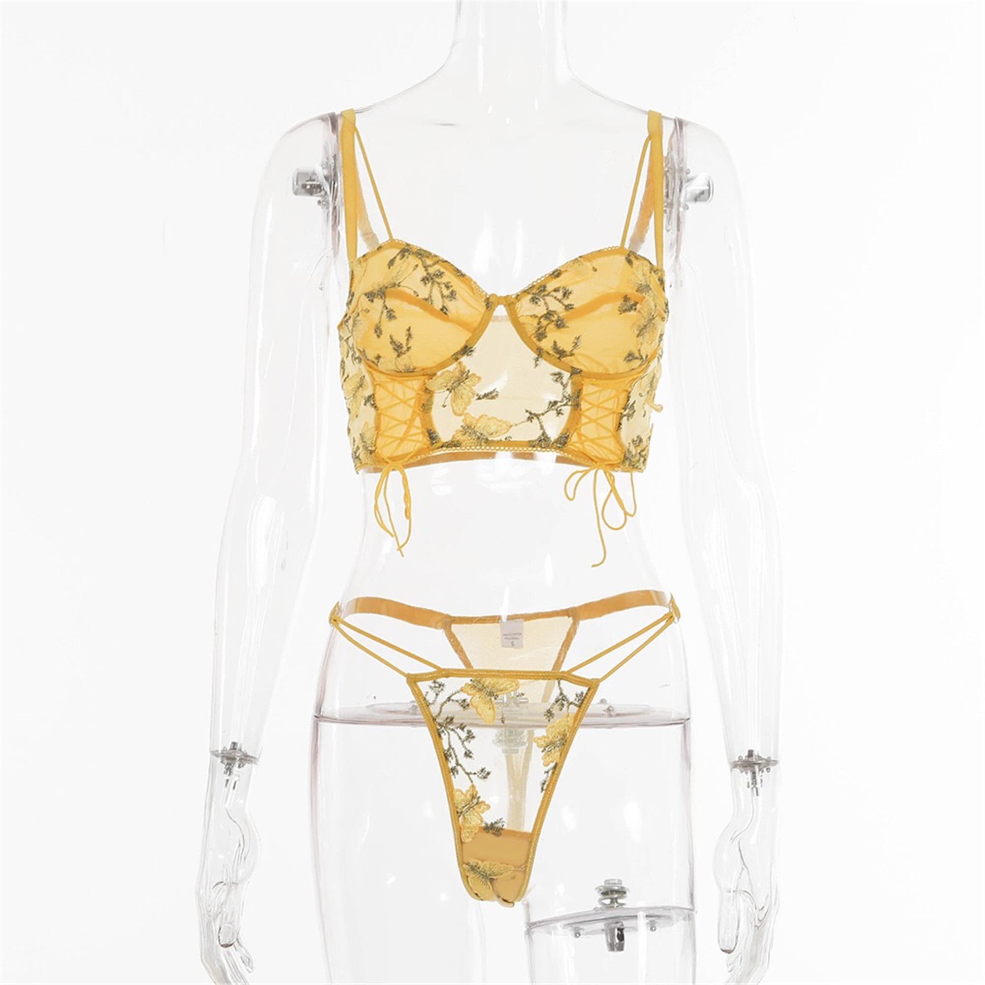 Butterfly Embroidery Lingerie Set Purple Sexy Sheer Lace Etsy