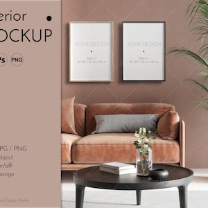 Two Frame mockup, 50x70 cm, interior mockup, frame mock up, color change, editable mockup, PSD, PNG