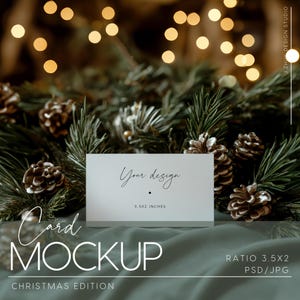 Mockup de cartões de lugar, cartão 3,5x2, mockup de cartão de Natal, crachá de jantar elegante, mockup de casamento elegante e minimalista, PSD, JPG