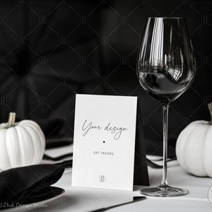 Maqueta de invitación de boda de otoño, invitación de boda negra, maqueta de carrito de compras, maqueta de tarjeta de Helloween de 5 x 7, PSD, JPG