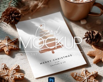 Card Mockup for Christmas, Christmas Card Mock up, Smart Object, PSD, JPG