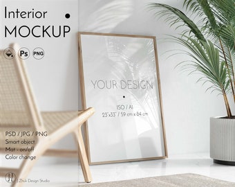 One frame mockup, Frame mock up, interior mockup, iso, Color change mockup, Glass reflection, ISO A1