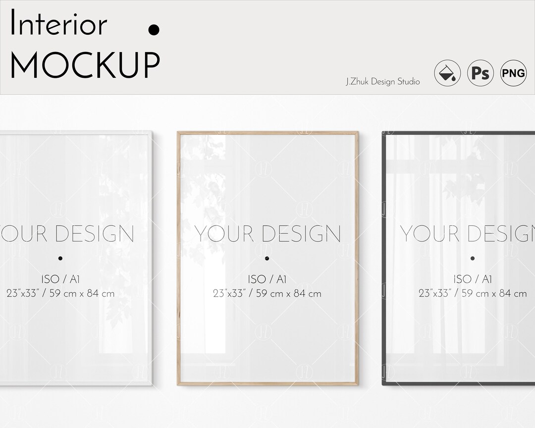 Three Frame Mockup, Thin Frame Mock Up, Editable Frame, Color Change ...