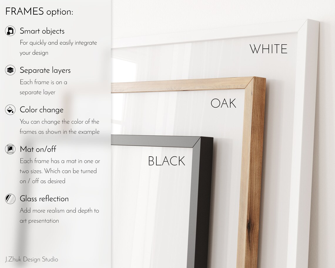 One Frame Mockup, Interior Mockup, Glass Reflection, Color Change ...