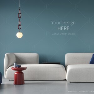 Interior Mockup, Living Room Mockup, Blue Wall Mockup, Stock Mockup, Interior Mockup, Contemporary interior mockup, big sofa, mock up, JPG