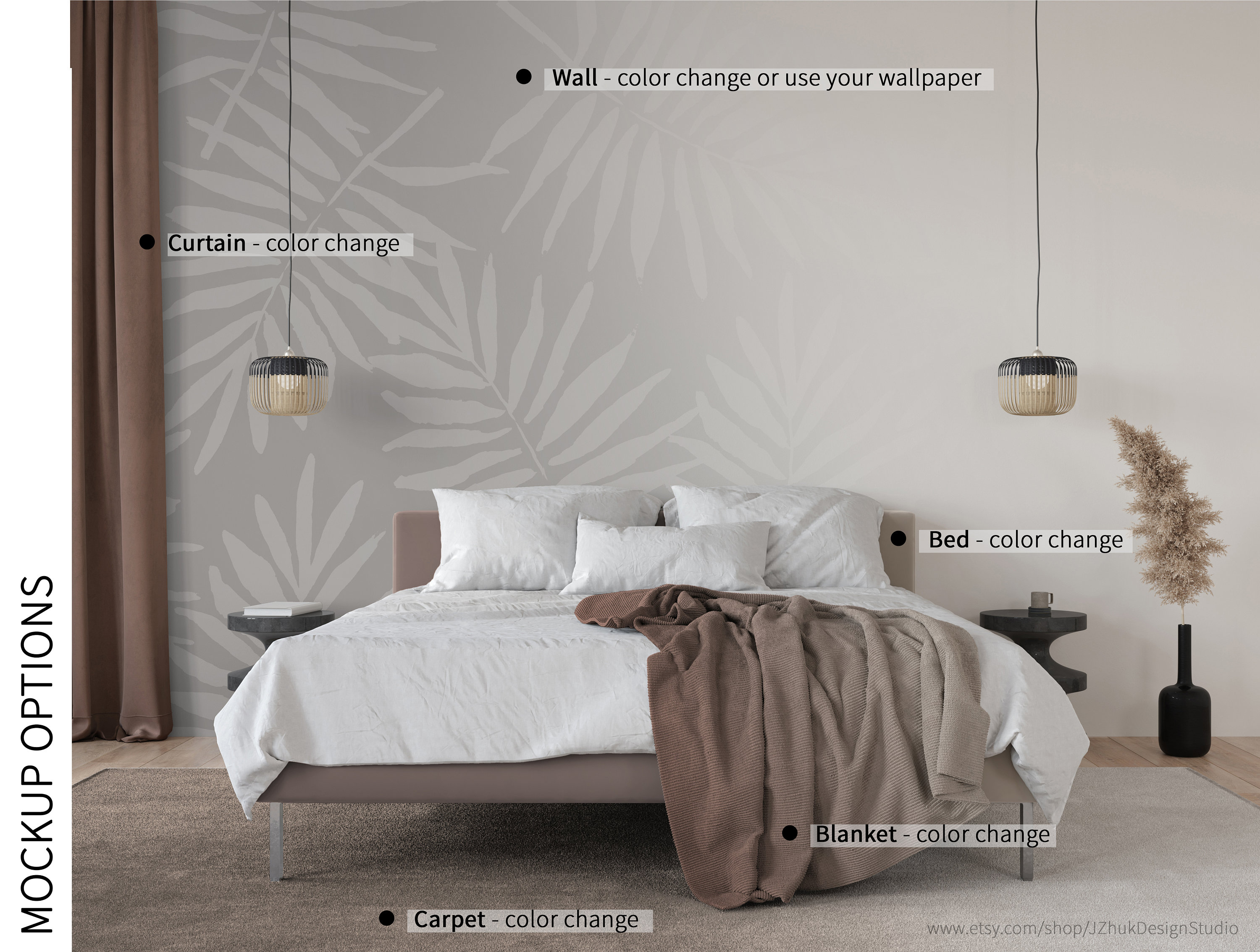 Bedroom interior mockup Wall mockup Poster Mockup Mockup