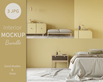 Interior mockup bundle, Interior Mockup, Wall Art Mockup, Yellow bedroom mockup, Minimalist mockup, no transparent background, JPG