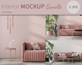 Interior Mockup Bundle, Pink interior Mockup, interior Mockup, Living Room Mockup, Mockup Set, Minimalist mockup, Tropical Interior