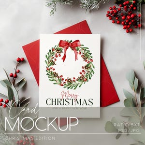 Weihnachtskarte Mockup, Grußkarte Mockup, Einladung Mockup, PSD Smart Objekt, JPG