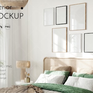 Gallery frame mockup, Interior mockup, iso din A2 A3 mockup, color change, editable mockup, Smart object, PSD, PNG, JPG