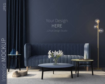 Livingroom Mockup, Wallpaper mockup, Wall mockup interior, Art Deco interior mockup, interior mockup