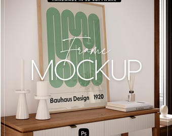 One Frame Mockup, Glass reflection, Mat, Pasportout, Modern Interior Mock Up, PSD, JPG