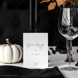 Maqueta de invitación de boda, maqueta de boda de otoño, maqueta de menú de recepción, maqueta de agradecimiento, maqueta de tarjeta de 4x9, maquetas de menú en negro