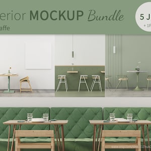 Green Interior Mockup, Interior Mockup Bundle, Dining room Mockup, Cafe and Restaurant, Frame Mockup, Wall Art Mockup, Mockup Bundle, JPG