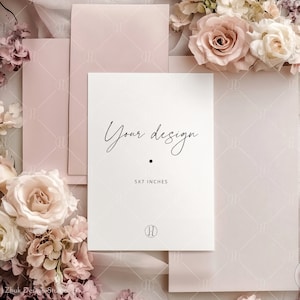 Einladung Mockup, Hochzeitskarte Mockup, Rosa Warenkorb Mockup, Grußkarte Mockup, Danke, 15x20, Jpg, Psd, Smart Objekt