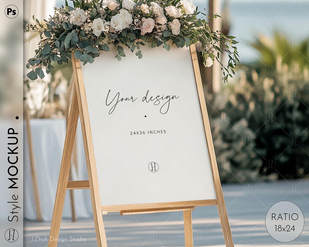Wedding Welcome Sign Mockup, 24x36, Minimal Engagement Party, Botanical ...