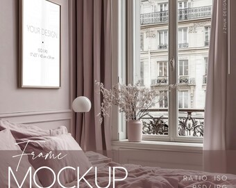 Frame interior mockup, Classic style home, interior mock up, ISO vertical frame, Glass reflection, PSD, JPG