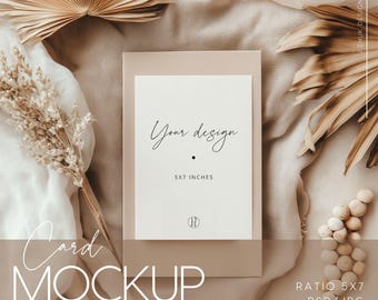 5x7 Invitation Mockup – tropical Background, Ideal for invitations, greeting cards, menus, price list,  file with Smart Objects, PSD, JPG