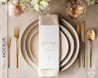 Menu mockup, wedding mockup, 4x9 mockup, wedding stationery, wedding table mockup, psd, jpg