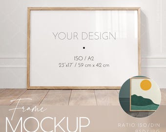 Frame mockup, horizontal frame in classic interior, Wall art presentation, Color change, glass reflection, white, wooden, black frame, PSD