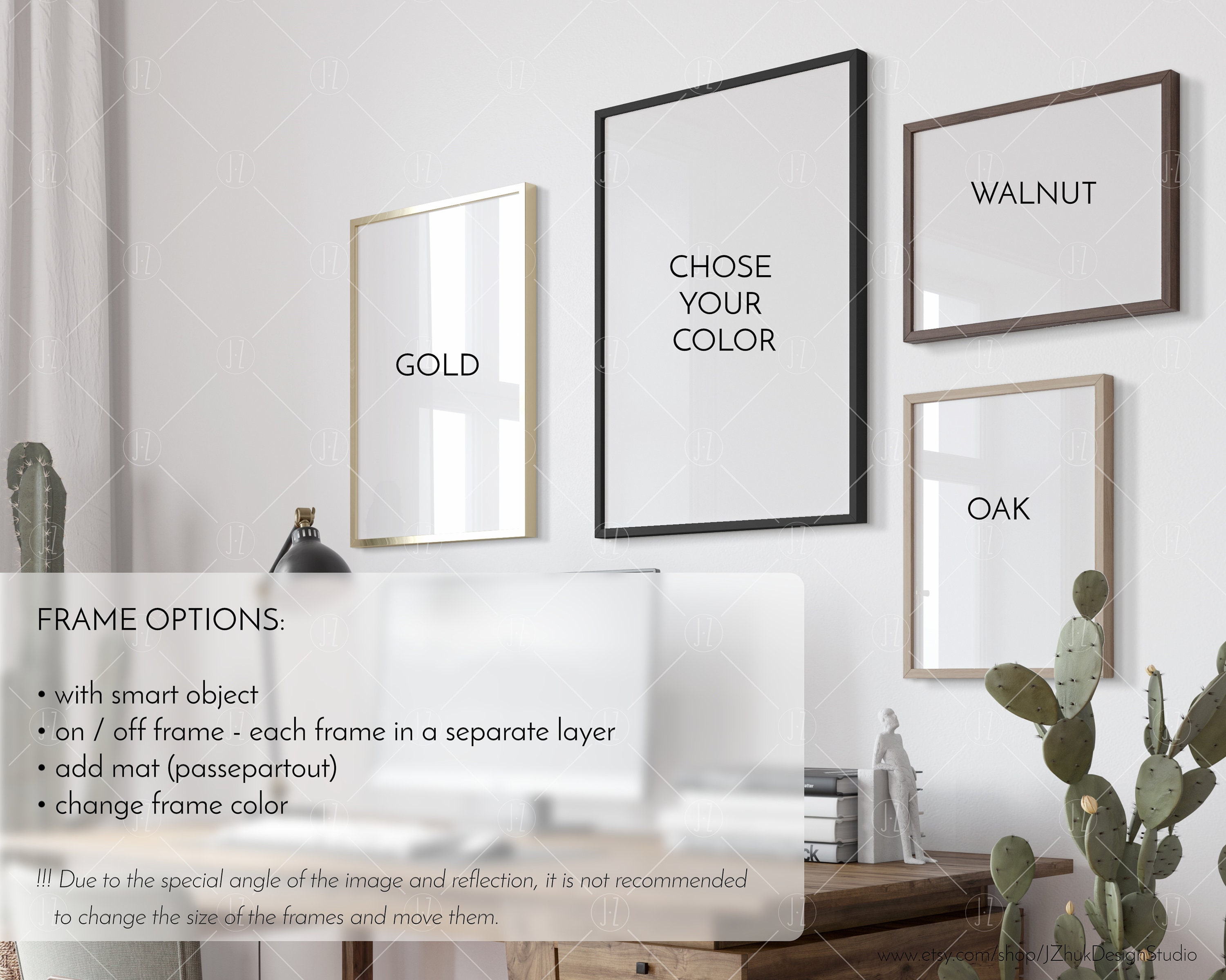 Gallery Wall Mockup Three Frames Mock Up Work Place Glass Etsy