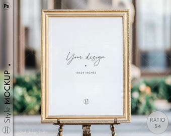 Maqueta de cartel de bienvenida para boda, proporción 3x4, estilo bohemio, verano, maqueta de plano de asientos, cartel de cumpleaños, imagen PSD, JPG