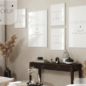 Frame gallery mockup, frame mockup, interior mock up, color change, editable mockup, banner mockup, side view, PSD