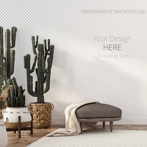 Interior mockup, Wall mockup, Minimalist mockup, Living room mockup, Boho interior, Boho wall mockup, Cacti,  White wall mockup
