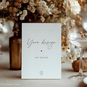 Maqueta de menú de 5 x 7, maqueta de programa, maqueta de menú, maqueta de invitación, maqueta de papelería de boda, invitación de boda, PSD, JPG