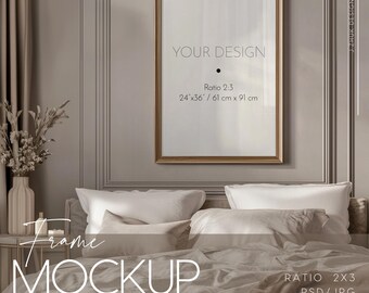 Interior frame mockup, One frame mock up, Parisian style interior, one frame mockup, Glass reflection, 2x3, PSD, JPG
