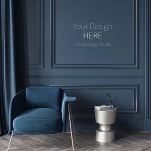 Blank Wall, Empty Wall mockup, Minimalist mockup, Living room mockup, Empty Wall, Wall mockup, Blue interior Mockup, JPG, Mock up