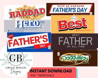 Happy Father's Day Gift Hershey's Printable Instant Download Candy ...