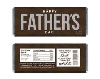 Happy Father's Day Gift- Hershey's  - Printable instant download candy wrappers - Create a Candy Bar Bouquet - Last Minute DIY Gift for Dad