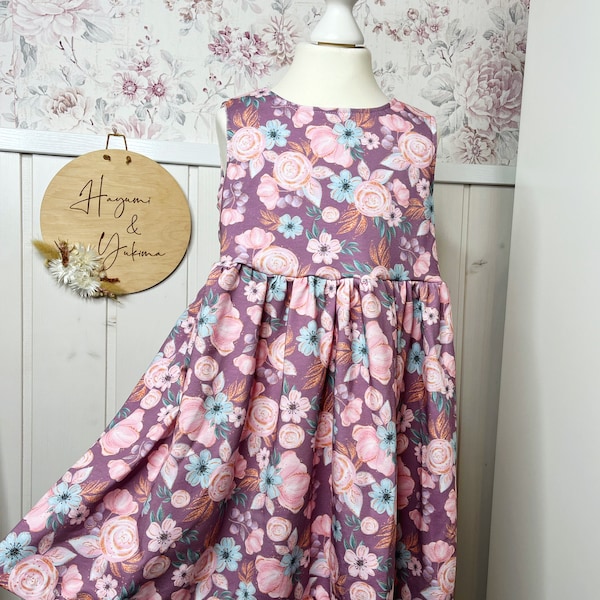 Handmade Drehkleid Blumen | 74 - 116 | Mädchen ärmelloses Kleid l Rückenausschnitt