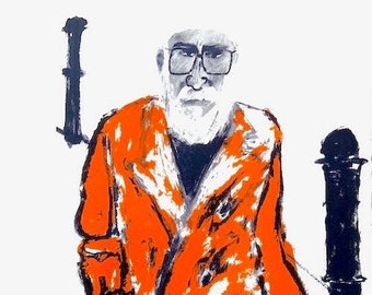 East London-Art Print- Screen Print for Home Decor-Wall Art-Hand Printed- Portrait-Orange-Brick Lane London-Graphic