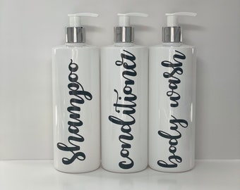 Shampoo , conditioner and body wash reusable bottles