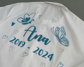 LEAVERS SHIRT 2025, butterflies, iron on, yr6, college, yr 11 leavers, girly, personalised, many colour option, many sizes available