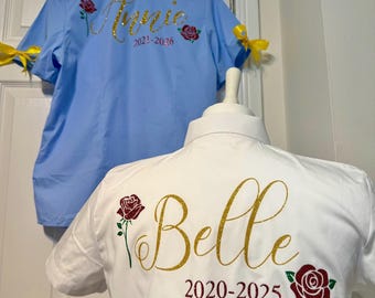 School leavers shirt, Belle, many colours available, personalised, college, secondary, primary, school leavers gift, keepsake, princess